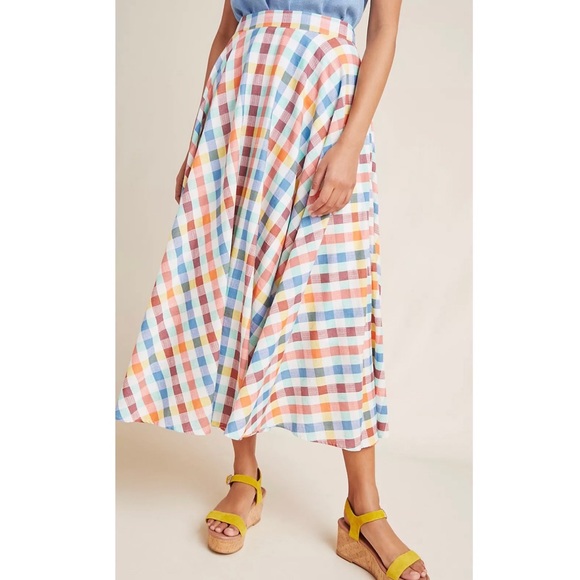 Anthropologie Multicolor Plaid Midi Skirt - Picture 7 of 7